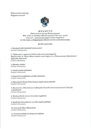 Meghívó testületi ülésre - 2025. 12. 15.