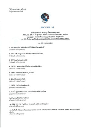 Meghívó testületi ülésre - 2026. 05.18.