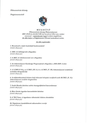 Meghívó testületi ülésre - 2025. március 3. 9:00