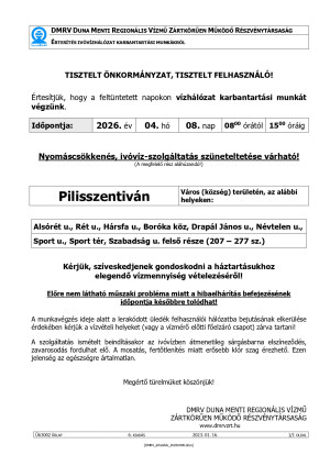 DMRV értesítése: 2026. április 8-án vízhiány várható