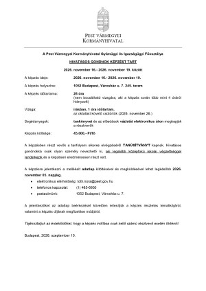 Hivatásos gondnok képzés a Pest Vármegyei Kormányhivatalnál