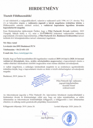 Hirdetmény földhasználóknak