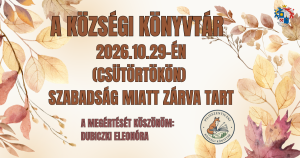 A Községi Könyvtár október 29-én zárva tart
