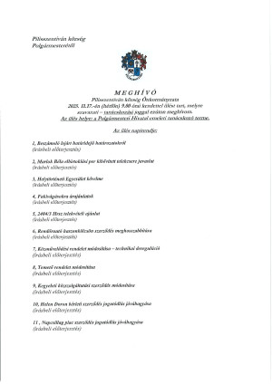 Meghívó testületi ülésre - 2025. 11. 17.