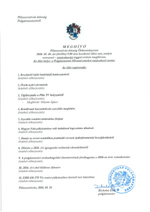 Meghívó testületi ülésre - 2026. 01. 26.