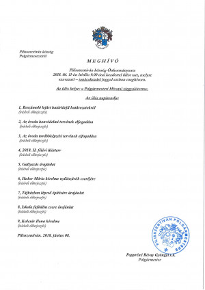 Meghívó testületi ülésre - június 11. 9 óra