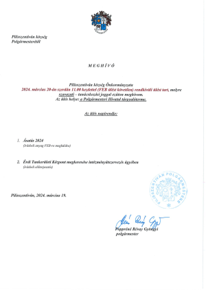 Meghívó testületi ülésre - 2024. március 20. 11:00