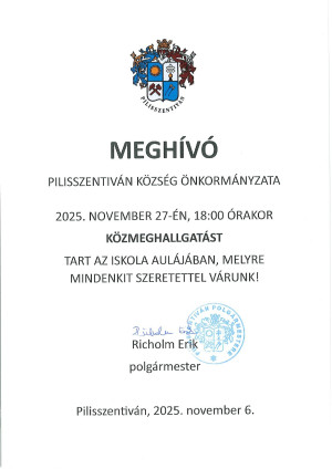 Közmeghallgatás 11.27-én - Meghívó