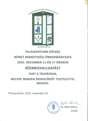 Meghívó - Német Nemzetiségi Önkormányzat Közmeghallgatás