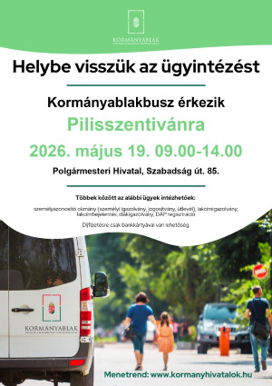 Kormányablakbusz érkezik Pilisszentivánra május 19-én