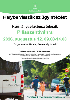 Kormányablakbusz érkezik Pilisszentivánra augusztus 12-én