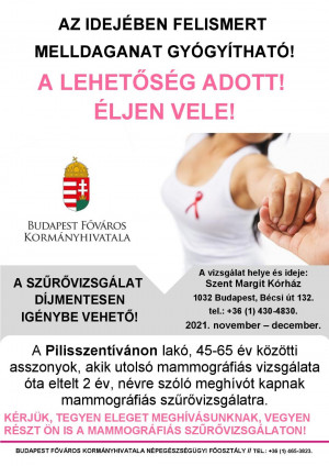 Ingyenes mammográfiás szűrővizsgálat